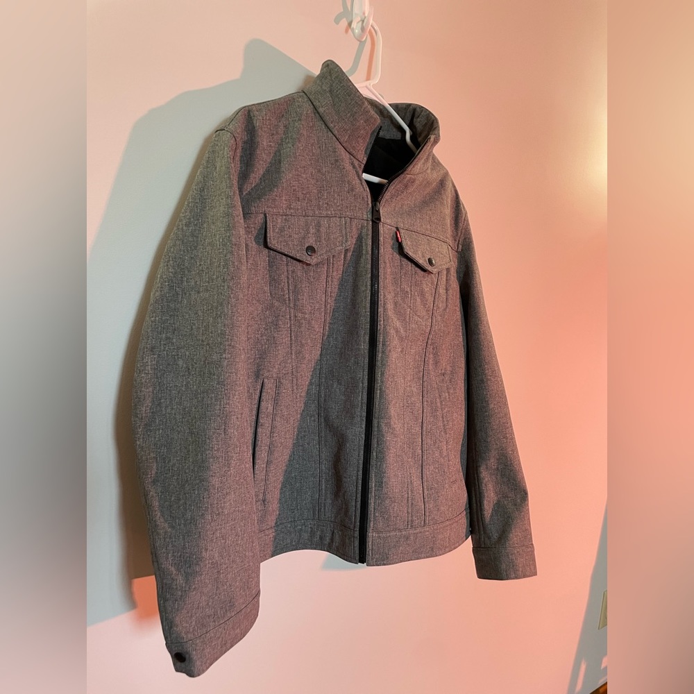LEVI’S GREY ZIP UP WINTER JACKET WARM COAT UNISEX STYLISH CUTE COATS 🍀